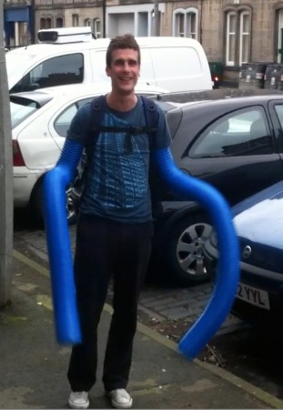 Robo-Laser-John with laser cutter exhaust tubes